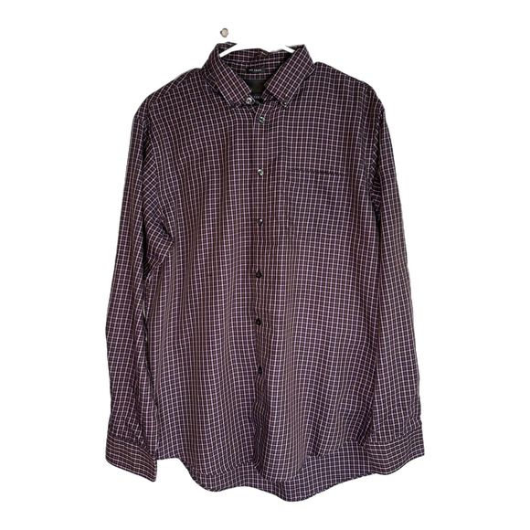 Van Heusen Purple Plaid Men's Dress Shirt, Medium, 15-15.5, Pre-owned - Picture 2 of 4